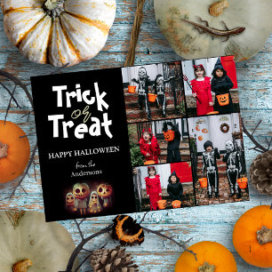 Enkel Spooky pumpkin Halloween Photo Collage Julkort