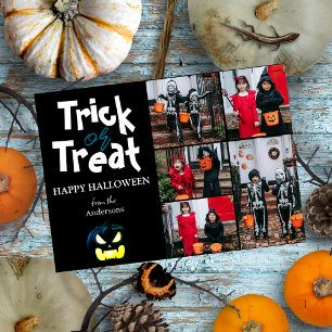 Enkel Spooky pumpkin Halloween Photo Collage Julkort