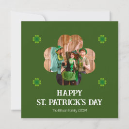 Enkel St. patricks dag Shamrocks familjefoto Julkort