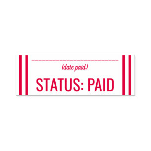 Enkel "STATUS: BETALAT" Rubber Frimärke Självfärgande Stämpel