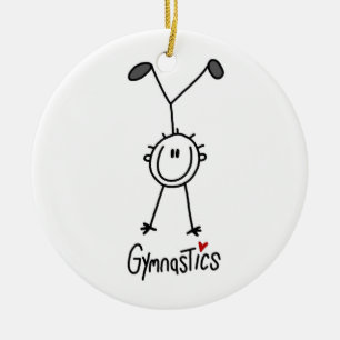 Enkel stick figurgymnast julgransprydnad keramik