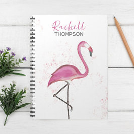 Enkel Stilfull Chic Rosa Flamingo Akvarell Anteckningsbok