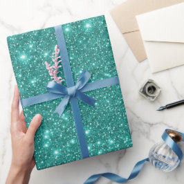Enkel Stilfull Glamour Turkos Gnistrande Glitter  Presentpapper