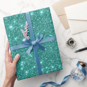 Enkel Stilfull Glamour Turkos Gnistrande Glitter Presentpapper
