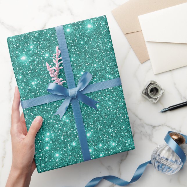 Enkel Stilfull Glamour Turkos Gnistrande Glitter  Presentpapper (Gifting)