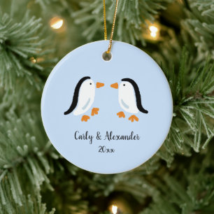 Enkel stiliserad penguin lite Anpassningsbar jul Julgransprydnad Keramik