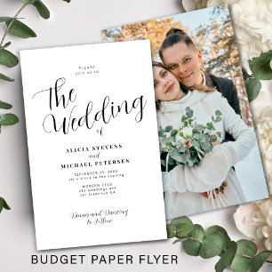 Enkel stilren budget foto bröllopsinbjudan flygblad