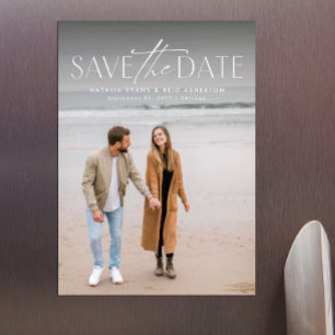 Enkel stilren modern vertikal foto save the date magnetisk inbjudningskort