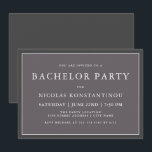 Enkel Stilren Neutral Mörkgrå Sängledningsparty Inbjudningar<br><div class="desc">Denna inbjudan till sängledningsparty har en enkel klassisk stil med sin kolgrå insats över en mörkgrå bakgrund som ramar in din anpassade text. Det mörka neutrala färgschemat har manlig appell. Anpassa med detaljerna för ditt sängledningsparty.</div>