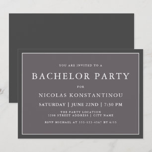 Enkel Stilren Neutral Mörkgrå Svärmannafest Inbjudningar