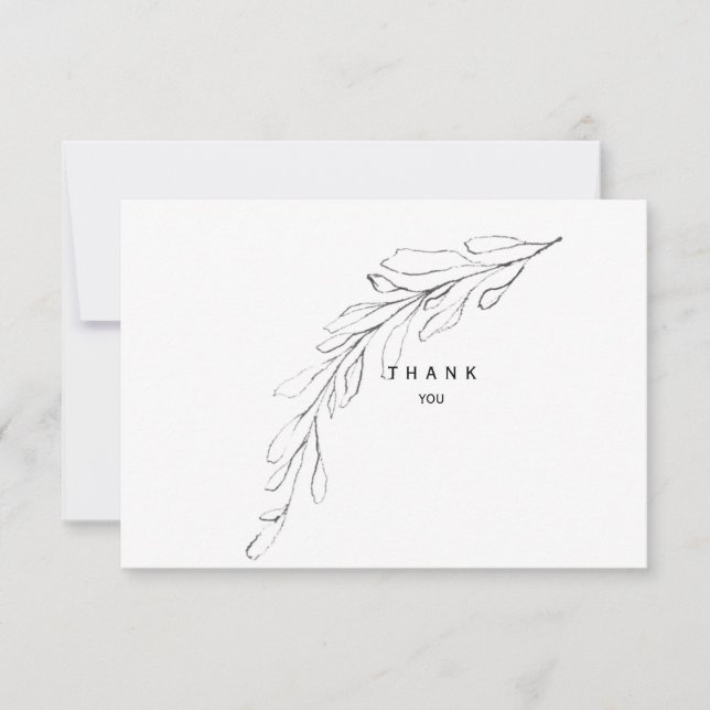 Enkel stjälk med löv begravning tack namn & datum (Framsida)