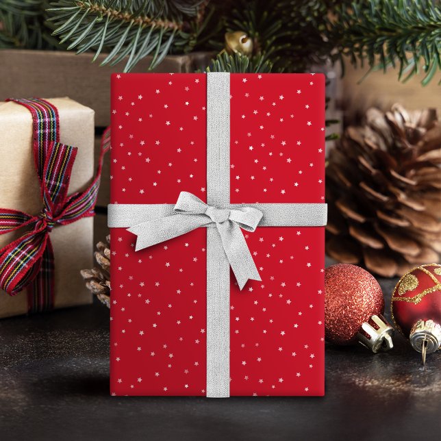 Enkel stjärnmönster röd jul presentpapper (Simple star pattern red Christmas Wrapping Paper)