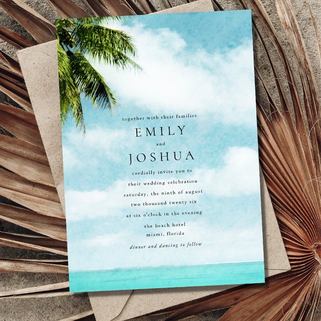 Enkel strandbröllop inbjudningar (Simple Beach Wedding Invitation)
