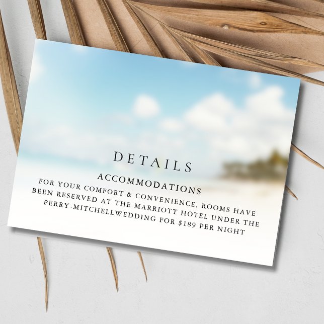 Enkel Strandbröllop Tilläggskort (Simple Beach Wedding Enclosure Card)
