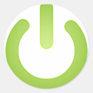 Enkel strömknapp runt klistermärke