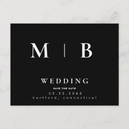 Enkel & Strömlinjeformad Monogram Bröllop Spara Da Meddelande Vykort