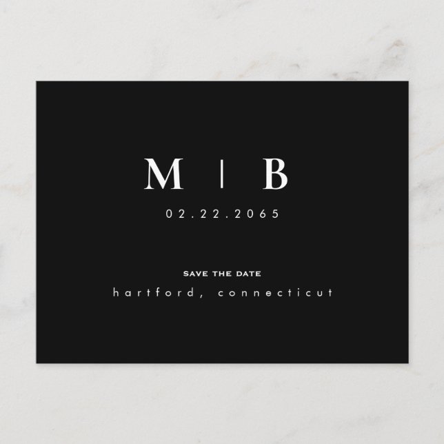 Enkel & Strömlinjeformad Monogram Bröllop Spara Da Vykort (Framsida)