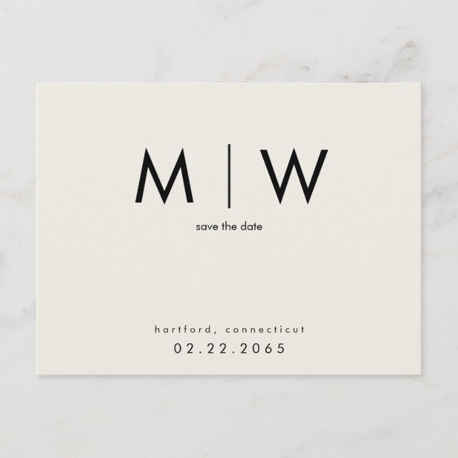Enkel & Strömlinjeformad Svart Monogram Beige Spar Vykort (Framsida)