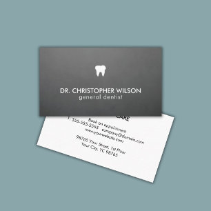 Enkel Struktur Grått White Teeth Logotyp Dentist Visitkort