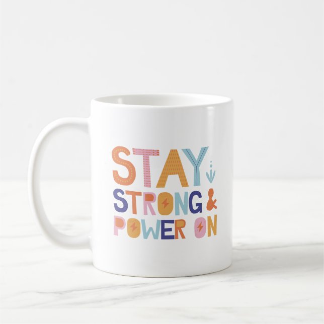 Enkel Styrka Positivitet Färgrik Lekfull Design Kaffemugg (Vänster)