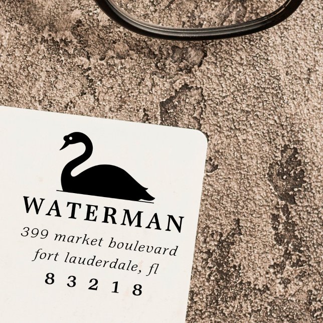 Enkel Svan Silhouette-familjens Namn Returadress Självfärgande Stämpel (Skapare uppladdad)