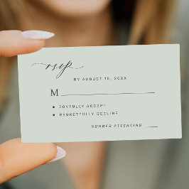 Enkel svarsmall för bröllop i salvia grön tilläggskort