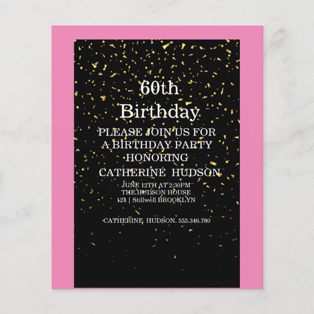 Enkel svart 60-årsdag i guld (Framsida)