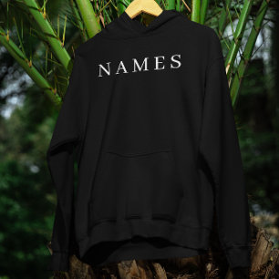 Enkel svart Anpassningsbar Lägg till Eleganten Nam Hoodie