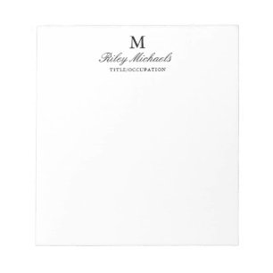 Enkel Svart Elegant Monogram Namntitel Anteckningsblock