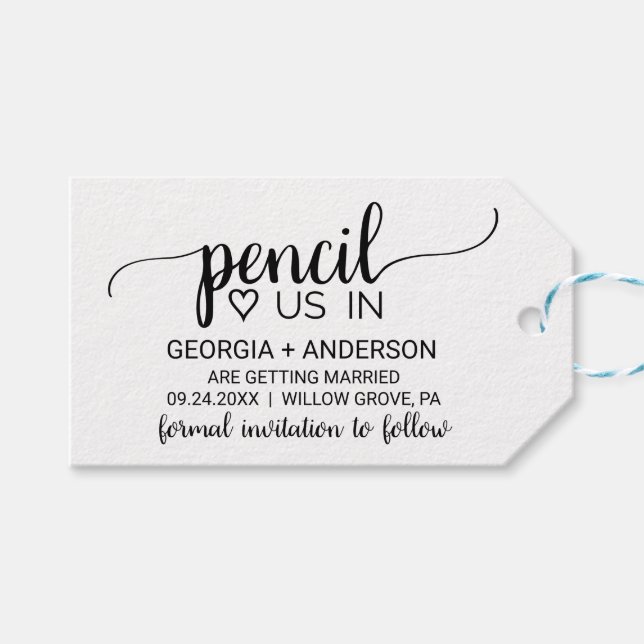 Enkel svart färgpenna Spara datumet Presentetikett (Framsidan (Horisontell))