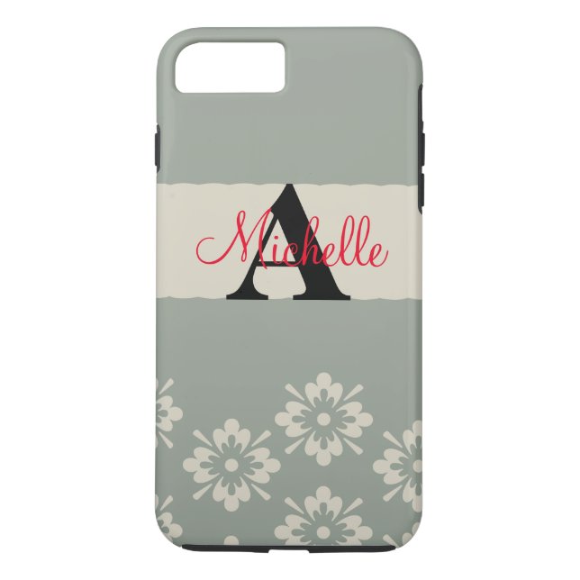 Enkel Svart Grå Ditt Monogram Personlig Case-Mate iPhone Skal (Baksida)