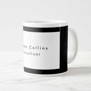 Enkel, svart, Gräns-vit, minimalistisk modern Jumbo Mugg