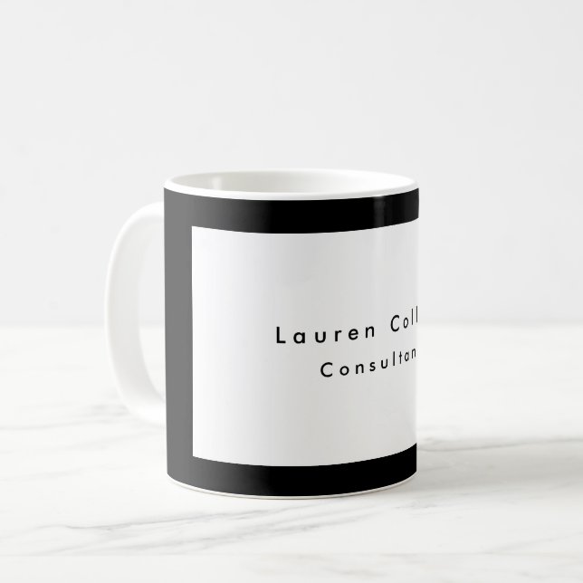 Enkel, svart, Gräns-vit, minimalistisk modern Kaffemugg (Framsida vänster)