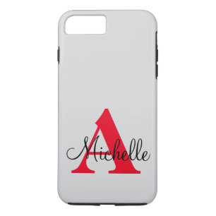 Enkel svart Grått Röd din monogram-Personlig