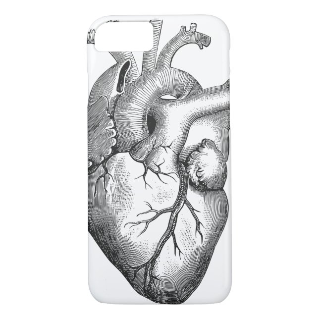 Enkel svart illustration för vitanatomihjärta Case-Mate iPhone skal (Baksida)