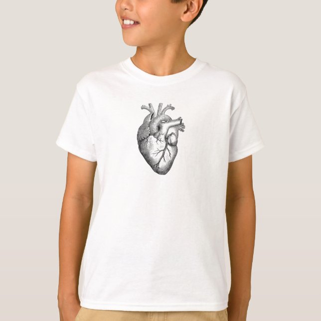 Enkel svart illustration för vitanatomihjärta tee shirt (Framsida)