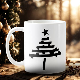 Enkel svart Julgran med en stjärna Kaffemugg