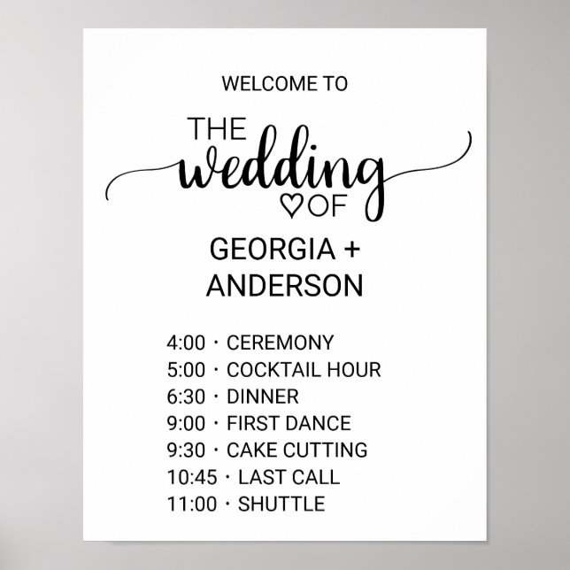 Enkel svart kalligrafi av händelseordning poster (Framsidan)