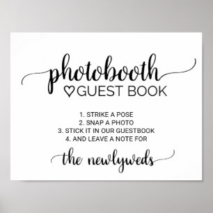 Enkel svart kalligrafi fotobåts gästbok poster