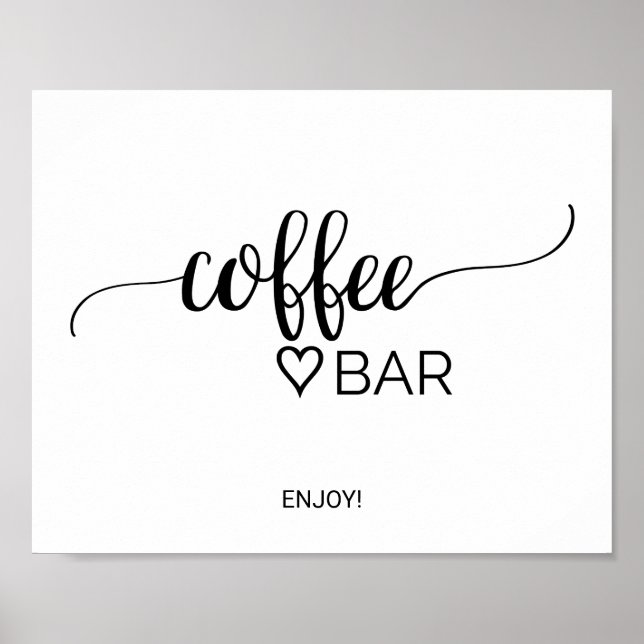 Enkel svart kalligrafi kafferumskylt poster (Framsidan)
