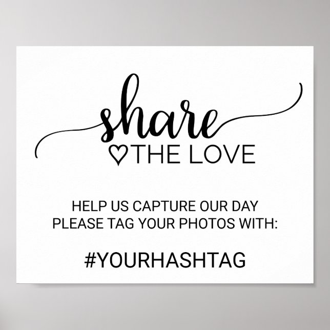 Enkel svart kalligrafi  Kärlek-tecknet Poster (Framsidan)