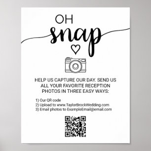 Enkel svart kalligrafi Oh Snap QR-kodsignatur Poster