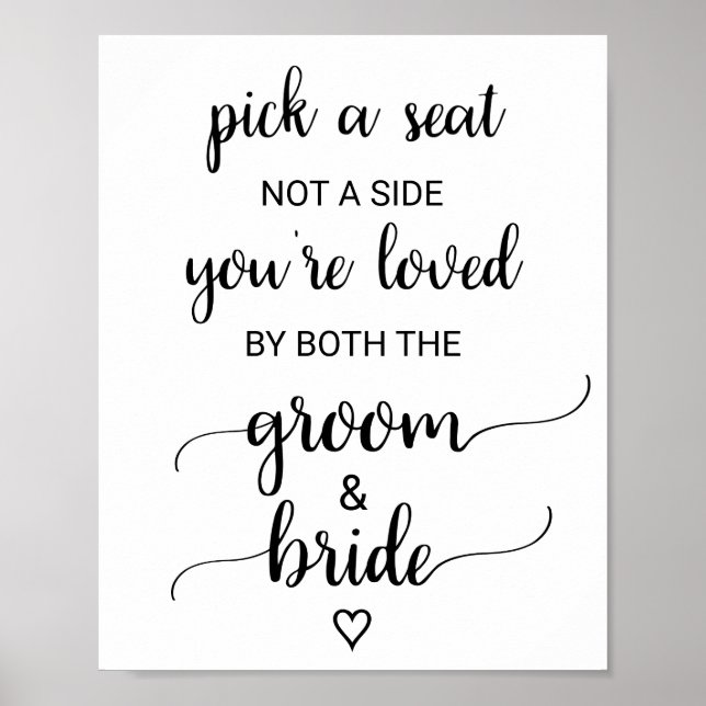 Enkel svart kalligrafi Plocka ett sätestecken Poster (Framsidan)