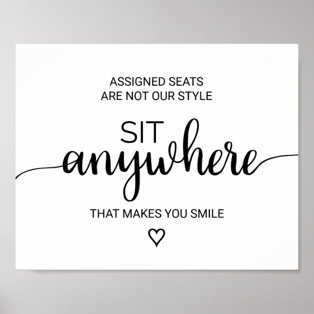 Enkel svart kalligrafi, sätt dig var som helst poster (Framsidan)