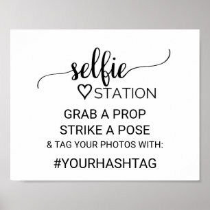 Enkel svart kalligrafi Selfie Stationsskylt Poster