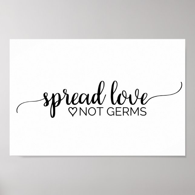 Enkel svart kalligrafi sprid kärlek inte smittkopp poster (Framsidan)
