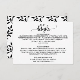 Enkel svart kalligrafidetaljkort tilläggskort