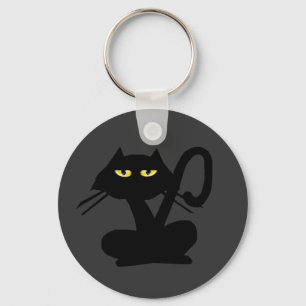 Enkel svart katt Keychain Nyckelring