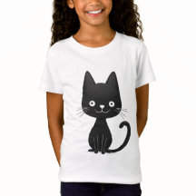 Enkel svart kattillustration Söt Kawaii Katt