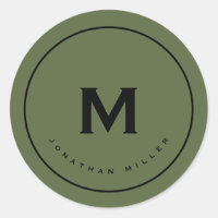 Enkel svart klassisk monogram i olivgrön